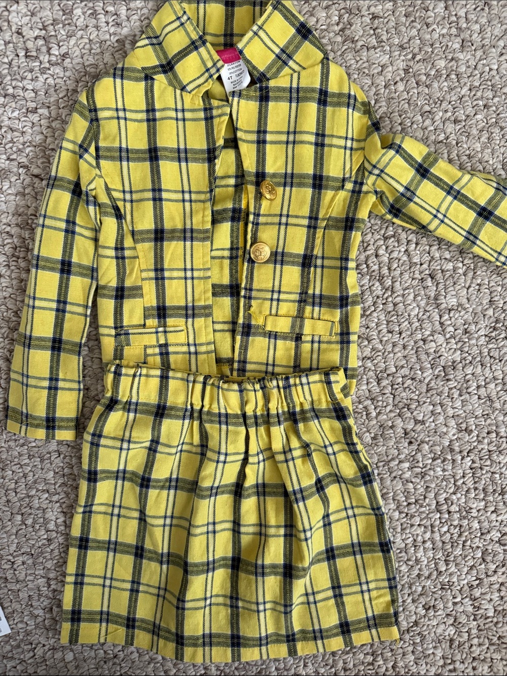 Girls CLUELESS 4T costume yellow Plaid Jacket and Skirt